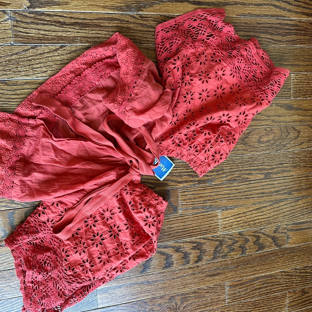 Free People Red Maxi Skirt Set Smocked Casual - Picture 8 of 10